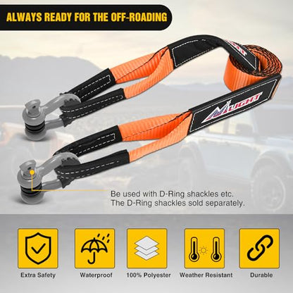 Nilight 3" x 8' Tree Saver Tow Strap Lab Tested 31,500lbs Break Strength Heavy Duty Off road Straps with Triple Reinforced Loop Emergency Towing Rope of Mind for SUV, UTV, ATV, Truck, 2 Years Warranty - color: 3in x 8ft Tow Strap