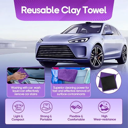 2PCS Clay Towel Auto Detailing, Clay Bar Towel Cloth Auto Detailing for Car (12 x 12 in) (Purple) - color: Purple