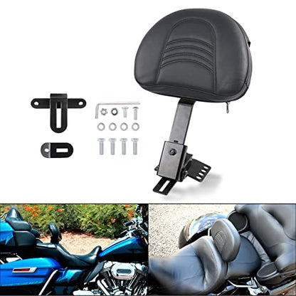 Motorcycle Adjustable Plug-in Driver Backrest Compatible with for 1997-2024 Harley Touring Road King Street Glide Road Glide Electra Glide Black Detachable Rider Backrest - size: D Style
