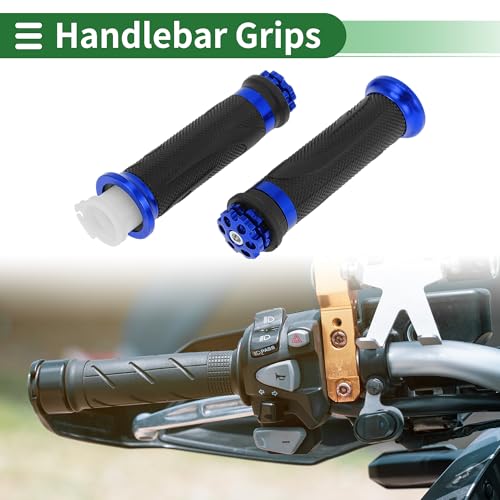 7/8" 22mm 15/16" 24mm Motorcycle Hand Grips Cover Kit Non Slip Aluminum Alloy Rubber Handlebar End Grips for Motorcycle Scooter Bicycle ATV Blue - color: Blue