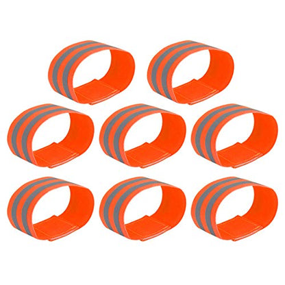 X AUTOHAUX 8pcs Reflective Bands for Arm High Visibility Night Cycling Riding Reflector Tape Straps Bracelet - color: Orange