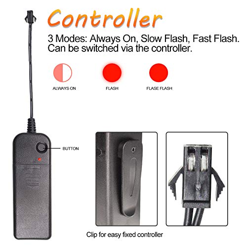 Motorcycle Flash Light Strip for Night Riding, Shark Shape EL Signal Wire Light for Motorcycle Red
