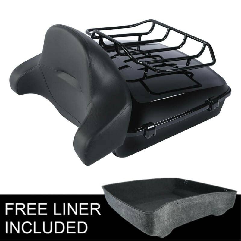 Gloss Black Chopped Tour Luggage Trunk Backrest & Mounting Bracket Rack Fit for Harley 2014-2025 Touring Road King Street Electra Glide Ultra-Classic - color: Chopped Trunk Set #6