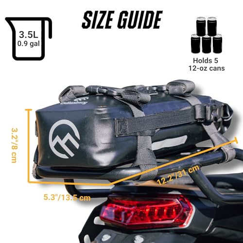 Odinsberg 3.5L Waterproof Motorcycle Tail Bag - Motorcycle Crash Bar Bags Dry Bag Dirt Bike Gear Bag On Fender Sissy Bar Rear Rack Seat Saddle Possibles Pouch Storage Soft Luggage - size: 3.5L