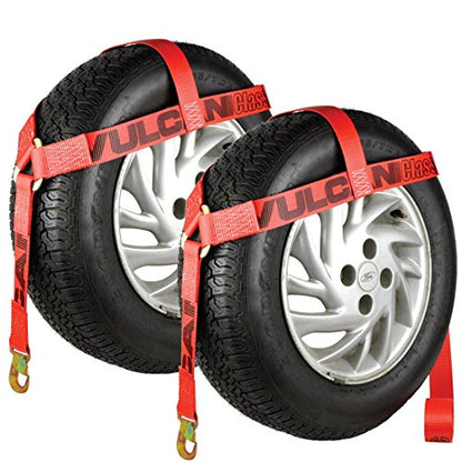 VULCAN Wheel Lift Harnesses with Snap Hooks - Bonnet Style - 2 Pack - Classic Red - 1,600 Pound Safe Working Load - size: Classic Red