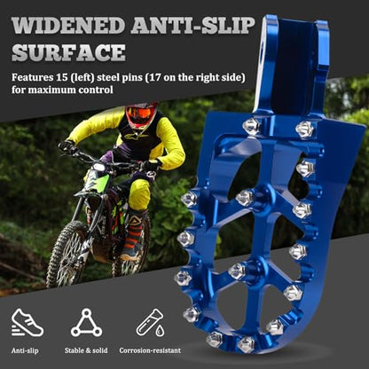 XINGWU Dirt Bike Foot Pegs for Surron Light Bee X/S E-Ride Pro SS/SR/S Talaria MX3 MX4 Segway X160/X260 CRF150F 230F 250F Electric Dirt Bike Foot Peg Rests (Blue) - color: Blue