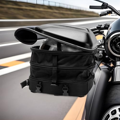 Motorcycle Tail Bag Expandable Rear Seat Bag Hard Shell Waterproof Motorbike Helmet Luggage Backpack for Ducati Diavel Cromo AMG,Riding Gear Storage Accessories