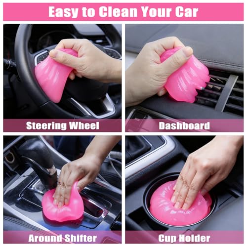 Windshield Cleaner Tool, 17Pcs Car Interior Detailing Kit, Detailing Brush, Towels, Duster, Car Cleaning Kit Interior for RVs, Truck, Trailer (Pink) - color: Pink