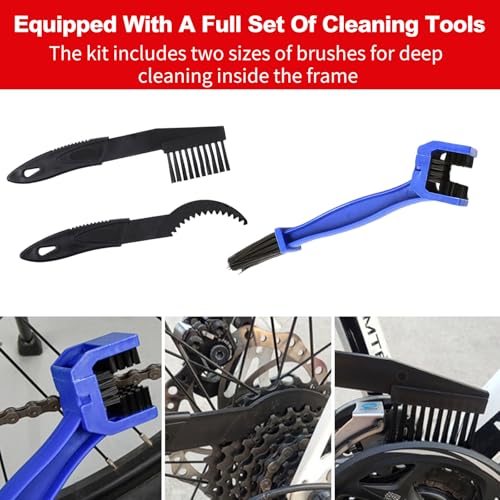 DKE&YMQ Bike Chain Cleaner Kit - Transparent bicycle chain cleaner with large and small brush tool, Deep clean chain machine for mountain and road bikes