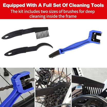 DKE&YMQ Bike Chain Cleaner Kit - Transparent bicycle chain cleaner with large and small brush tool, Deep clean chain machine for mountain and road bikes