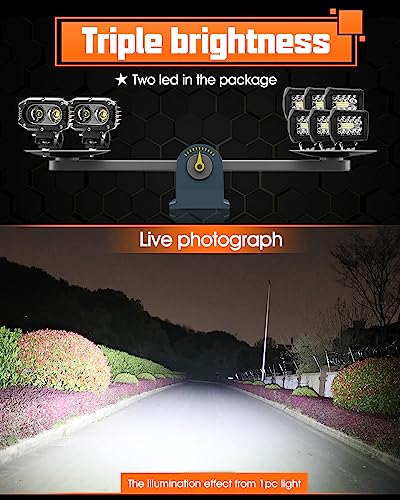 UNI-SHINE Z4F+69 4 Inch LED Cube Pod Lights with Universal Clamp Bracket, Off-Road Driving & Fog Lights for Truck, ATV, UTV, SUV, Motorcycle - color: Z4F+69
