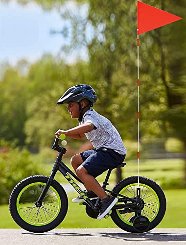 2 Pcs Upgraded Bike Flags with Pole 6 Feet High Visibility Orange Flags with Heavy Duty Fiberglass Flag Pole, Orange Flag and American Flag - color: 2 Pcs