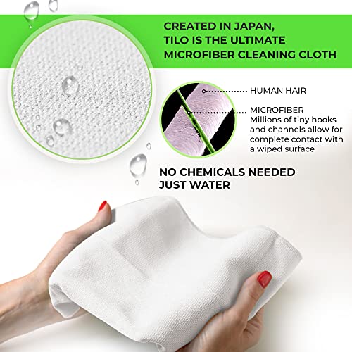 TILO Microfiber Cleaning Cloth – 19x13 Inch Ultra-Absorbent, Reusable Soft Polishing Cloth for Dust, Grease, Dirt – Non-Abrasive – White (White) - color: White