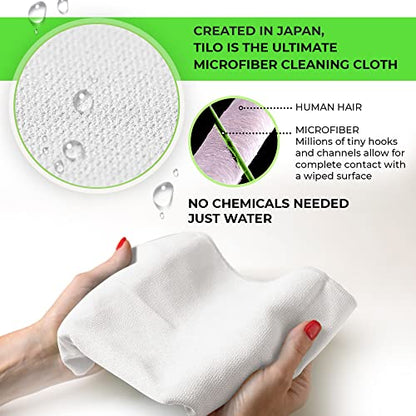 TILO Microfiber Cleaning Cloth – 19x13 Inch Ultra-Absorbent, Reusable Soft Polishing Cloth for Dust, Grease, Dirt – Non-Abrasive – White (White) - color: White