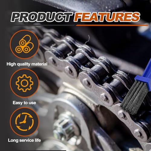 Automotive Universal 2-Pcs Bicycle and Motorcycle Chain Cleaning Brush,Bike Chain Cleaning Brush Tool for Gear Dirt Removal,Fits Mountain Bike & Heavy Duty Motorcycle,1 Red & 1 Blue