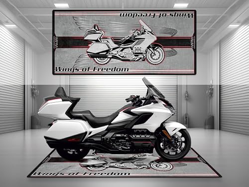 MPM Motorcycle Mat for Goldwing - Washable Non - Slip Oil & Water Resistant Parking Pitmat for Garage, Showroom, Workshop Use (White, Size 1: 86.6 x 39.4/220 x 100 cm) - color: White, size: Size 1: 86.6 x 39.4 "/ 220 x 100 cm