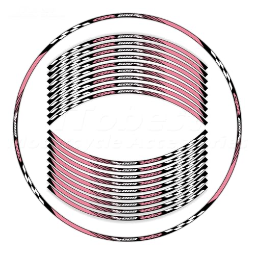 CBR 17 inch Wheel Rim Stickers Decals Tape Compatible with CBR600RR 2003-2025 F5 Motorcycle Reflective Rim Tapes Sticker Stripe (Pink) - color: Pink