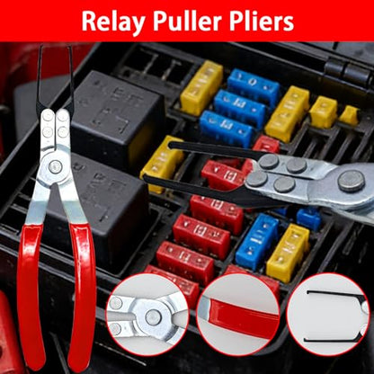 7 Pcs Auto Electrical Disconnect Pliers Set with Terminal Pin Removal, Connector Removal Tool with Hose Clamp Plier, Relay Puller&lectrical Connector Separator Tool, Automotive Repair Tool Kit
