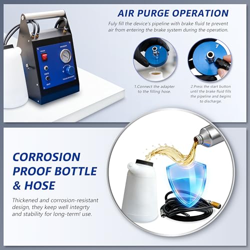Electric Motive Power Brake Pressure Bleeder Kit, 4-Wheel Simultaneous Smart Pulse Fluid Oil Exchanger, DC 12V /AC 110V Pneumatic Automotive Machine for All Vehicles One-Person Operation - size: 14PCS Kit