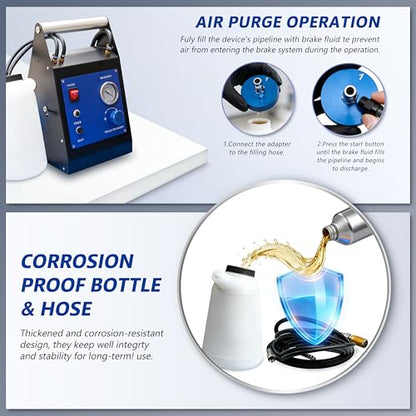 Electric Motive Power Brake Pressure Bleeder Kit, 4-Wheel Simultaneous Smart Pulse Fluid Oil Exchanger, DC 12V /AC 110V Pneumatic Automotive Machine for All Vehicles One-Person Operation - size: 14PCS Kit