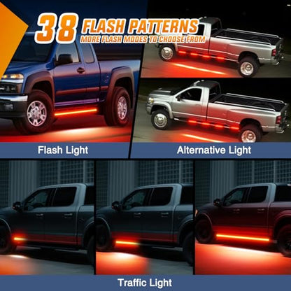 Nilight 2PCS 70 Inch Emergency Strobe Light Strip with Controller 864 LED Red Running Board Lights Flexible Side Flashing Warning Caution Safety Waterproof for Truck Construction Pickup - color: Red, size: Running Board Strobes w/Controller