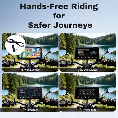 6.25" Motorcycle Carplay & Android Auto Touch Screen | GPS Navigation System with Bluetooth & Wifi, Navigation, Siri, Google Assistant with Wire Control