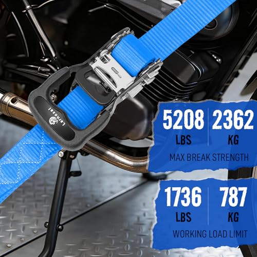 Ratchet Straps, 1.5 inch x 8.2 ft(4 Pack) Heavy Duty Tie Down Straps, Ratchet Tie Down Straps with Soft Loops-5,208 lbs (Blue) - color: Blue, size: 8.2 Ft