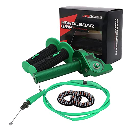 JFG RACING Motorcycle Throttle Assembly,7/8" 22mm Quick Twist Throttle Grips With Throttle Cable Aluminum Alloy Universal For CRF50 KLX SSR TTR 110 125 150 200 250cc Dirt Pit Bike ATV Mini Bike Green - color: Green, size: Normal