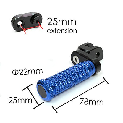 MC MOTOPARTS POLE Blue CNC 25mm Extension Riser Front Foot Pegs Compatible with YZF R3 2015-2017 - color: Blue, size: 25 mm Extension