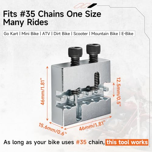 #35 Chain Breaker Tool Motorcycle Replacement for #35 Roller Chain Mini Bike Go Kart Cart ATV Dirt Bike Scooter Quad Bicycle Mountain Electric Bike Parts Silver - color: silver