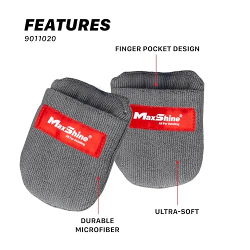 Maxshine Universal Microfiber Coating Applicator Pads, 2-Pack | Finger Pocket Design, Durable & Washable | Reusable Detailing Wax Pads for Car Coating, Sealant & Polish Application