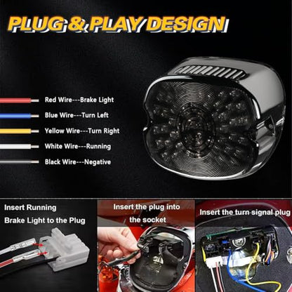 Smoked LED Motorcycle Tail Light Brake Turn Signal LAMP for OEM Rear Brake Light 1200 - Rear Brake Light with Integrated Turn Signals, High-Visibility Waterproof Design, Easy Installation