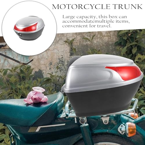 25L Motorcycle Tour Tail Box Scooter Top Case Trunk Luggage Box Lockable Storage Plastic Case with Mounting Hardware and Universal Mounting, Waterproof Motorcycle Top Box,Blue - color: Blue
