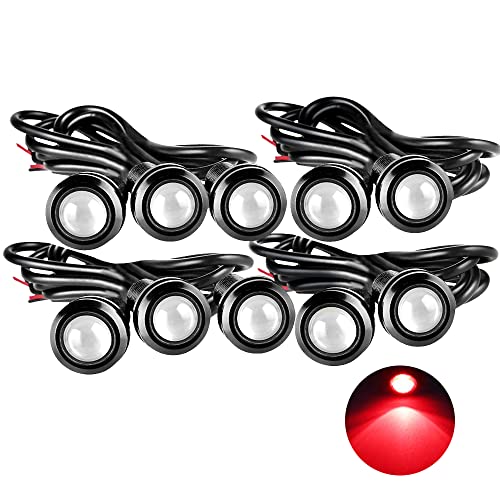 Eagle Eye LED Lights, DIY Ultra Thin 18mm Indicator Marker Light Daytime Running Lights DRL Tail Lights Fog Light Backup Light for Car Motor Motorcycle Truck Boat (BK Shell-Red,10PCS) - color: BK Shell-Red, size: 10PCS