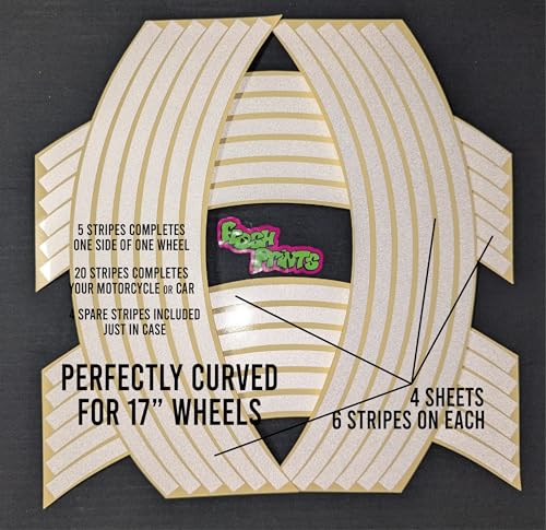 White Reflective Wheel Stickers Stripes 9mm Wide for 17" Motorcycle Bike or Car Rims Vinyl Graphics 3/8in