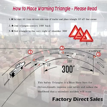 3Pack Emergency Warning Triangle Reflective Warning Road Safety Triangle Kit