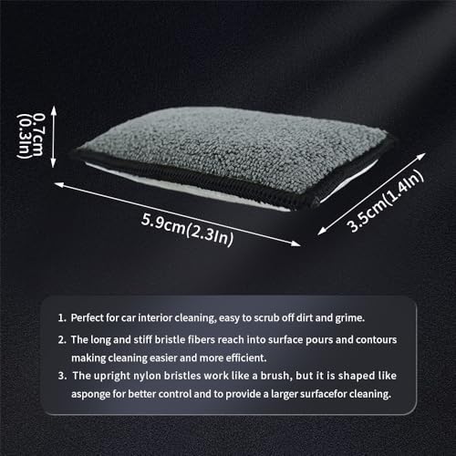 Car Interior Scrubbing Sponge, Microfiber Car Wax Applicator Scrubber Pad, Car Detailing Microfiber Interior Scrub Pad,Washing Sponges for Car, Boat, Wood, Marble and Motorcycle - 6pcs (gray)