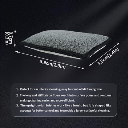 Car Interior Scrubbing Sponge, Microfiber Car Wax Applicator Scrubber Pad, Car Detailing Microfiber Interior Scrub Pad,Washing Sponges for Car, Boat, Wood, Marble and Motorcycle - 6pcs (gray)