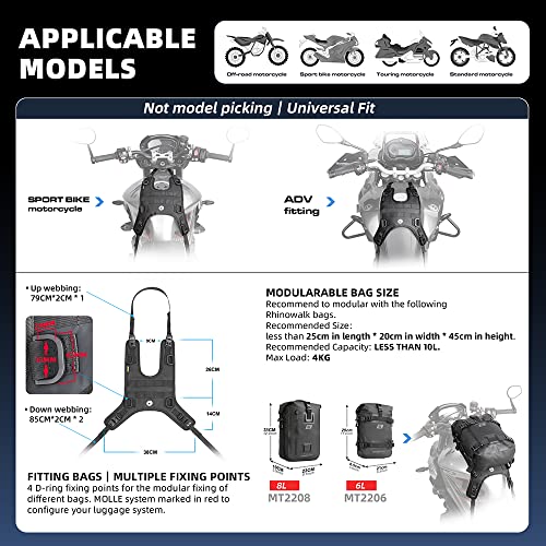 Rhinowalk Motorcycle Tank Bag/Bumper Bag Universal Saddle Bag Mounting Base - color: Black, size: Fuel tank mounting base