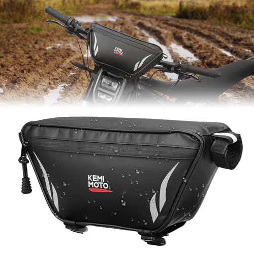 KEMIMOTO Upgraded 2.5L Motorcycle Handlebar Bag Universal Waterproof Front Tool Storage Bag Bicycle Handlebar Bag Compatible with Sur-Ron Light Bee X and S X160 X260 Talaria Sting Electric Dirt Bike - color: Silver