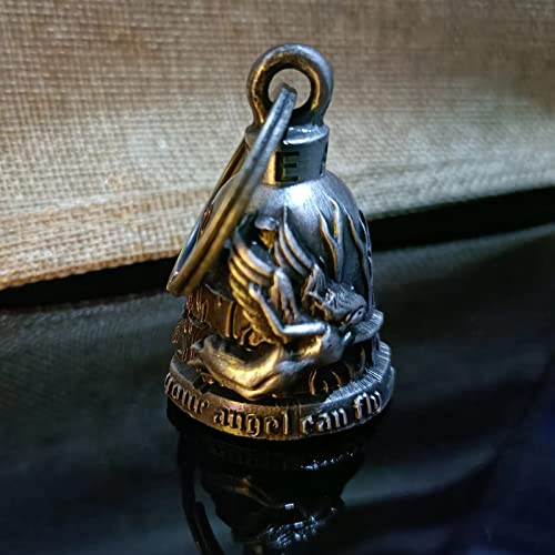 Dream Apparel Motorcycle Bell Guardian Angel Drive Away Gremlin, Biker Bell for Men Women Rider Riding, Good Luck Gift - color: Rider and Angel