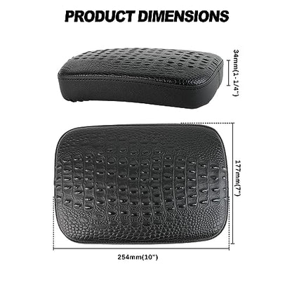 DREAMIZER Black Crocodile Leather Pillion Passenger Pad Rectangular Motorcycle Solo Seat Universal Rear Cusion 8 Suction Cups Pillon Cushion Compatible with Harley Custom Chopper Cruiser - style: Crocodile Black