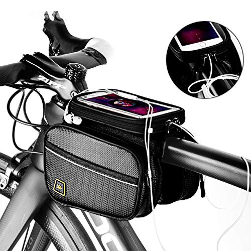 Bike Phone Front Frame Bag Waterproof Bicycle Handlebar Bag with Touch Screen Cell Phone case Holder Cycling storage Pouch for iPhone 16 17 Pro Max Air