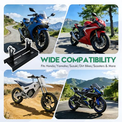 Motorcycle Moped Crank Crankshaft Truing Stand Runout Measurement Tool with Long Track Base & Steel Roller Bearing Posts for Dirt Bikes Scooters Mopeds