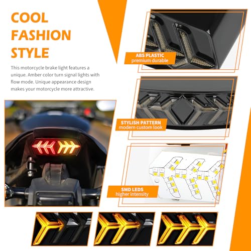DREAMIZER LED Tail Light w/Turn Signal Sequential Motorcycle Taillight Compatible with Honda Grom MSX125 CBR650 CTX700 CTX700N and More - color: Black