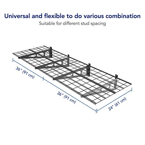 FLEXIMOUNTS 4-Pack 2x6ft 24-inch-by-72-inch Wall Shelf Garage Storage Rack Floating Shelves, Black, Classic Series - color: Black, size: 4 pack-2x6 ft