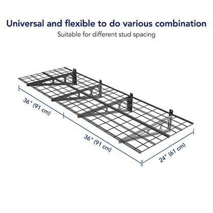 FLEXIMOUNTS 4-Pack 2x6ft 24-inch-by-72-inch Wall Shelf Garage Storage Rack Floating Shelves, Black, Classic Series - color: Black, size: 4 pack-2x6 ft