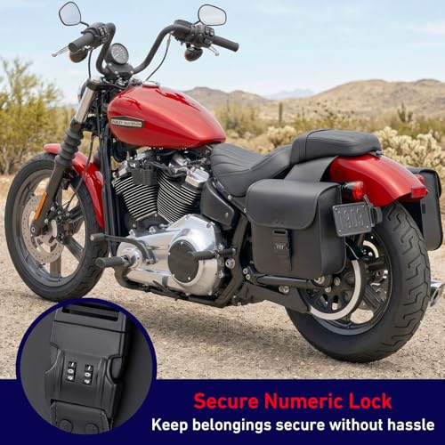 Nomad Motorcycle Saddlebags – 16L (8Lx2) Universal Throw Over Saddle Bag for Cruiser, Touring & Chopper Bikes – Heavy Duty, Waterproof, Secure Numeric Lock, Easy Mount, Rider Storage