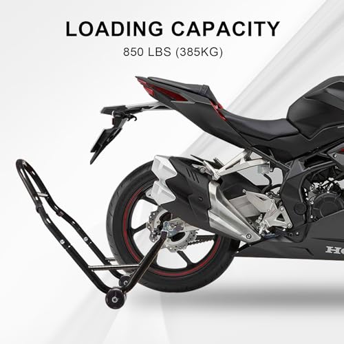 Big RED Motorcycle Stand 500LB, Adjustable Sport Bike Front and Rear Wheel Lift Stands, Fit for Yamaha, Kawasaki, Honda, Suzuki, Black, U+L - color: Black