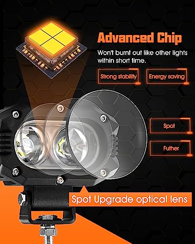 UNI-SHINE Z4F+69 4 Inch LED Cube Pod Lights with Universal Clamp Bracket, Off-Road Driving & Fog Lights for Truck, ATV, UTV, SUV, Motorcycle - color: Z4F+69